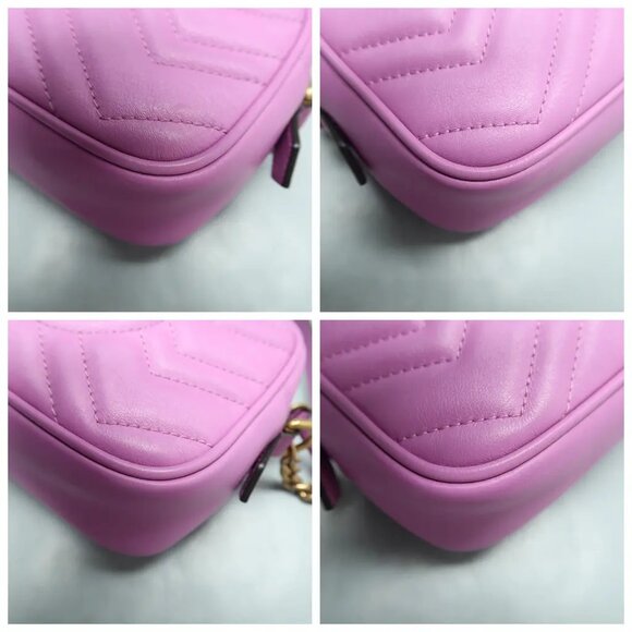 GUCCI GG Marmont Purple Leather Shoulder Bag 922-021825 - Picture 6 of 12
